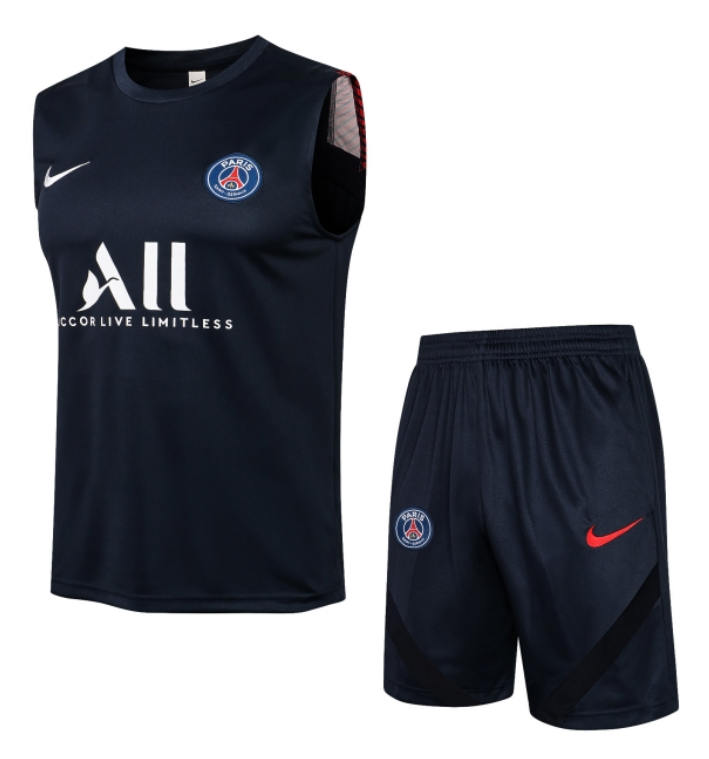 PSG x Jordan Navy Training Vest Kits Soccer Shirt with Shorts 2020/21